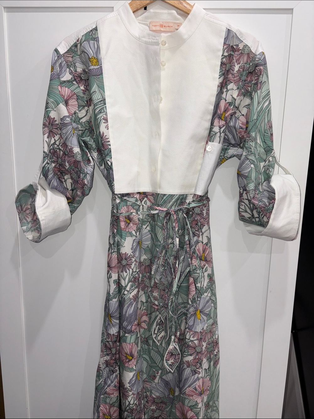 Tory Burch Floral Maxi Dress in Green, Pink, White